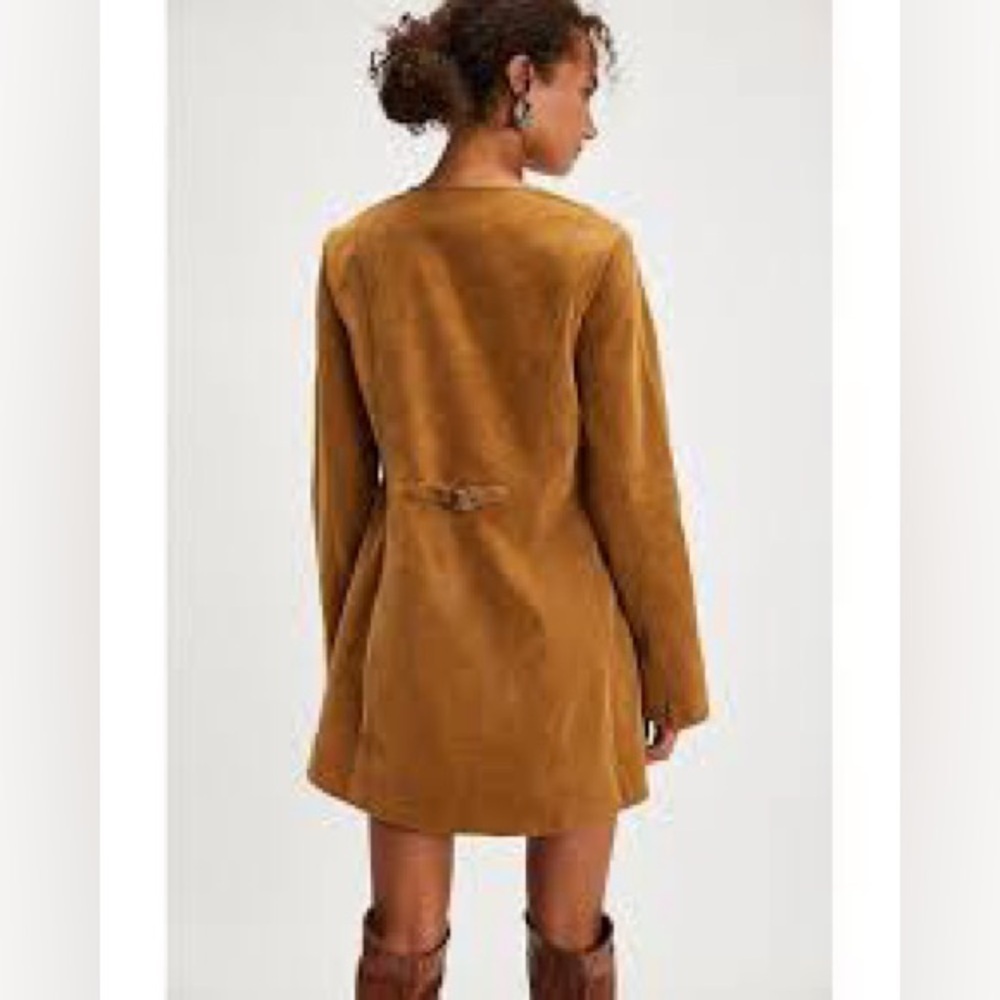 Free People Bradley Faux Suede Mini Shift Dress tan size small - Picture 2 of 13